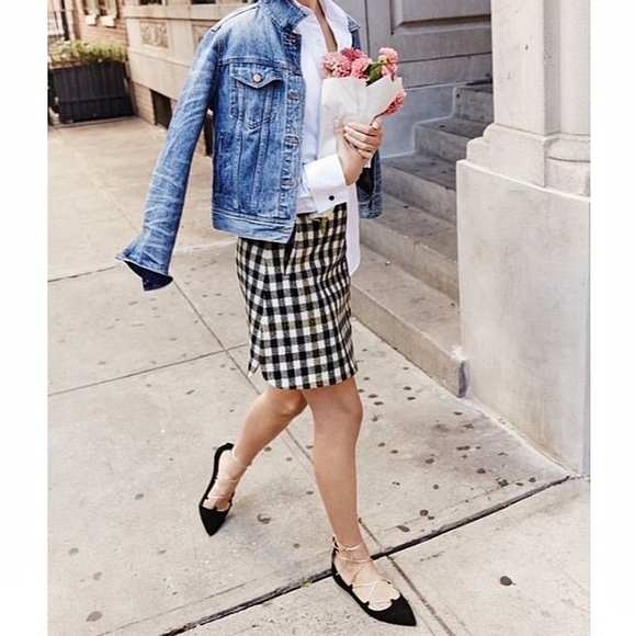 J Crew Dark Academia Plaid Check Wool Mini Skirt Worn by Vanessa Hudgens - Picture 13 of 14